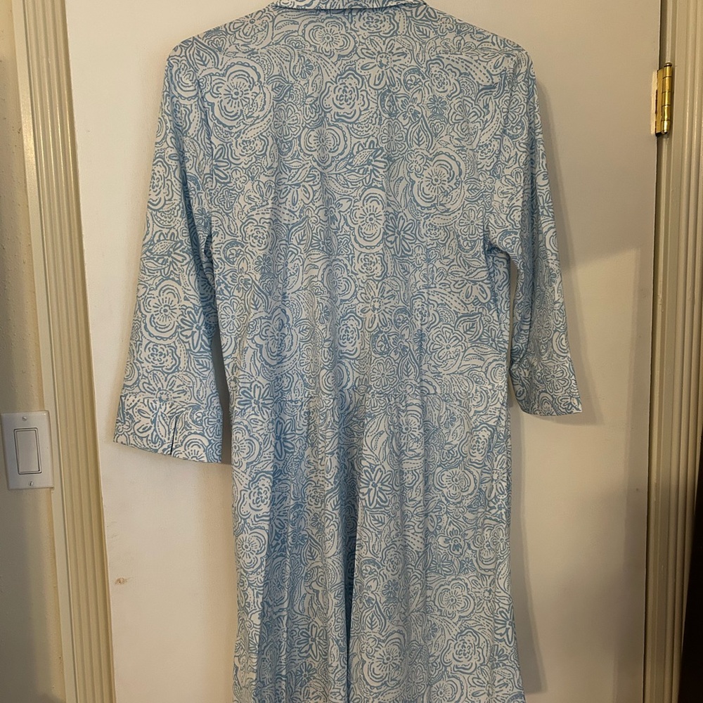 Southern Tide Light Blue and White Floral Long Sleeve Dress - Picture 2 of 2